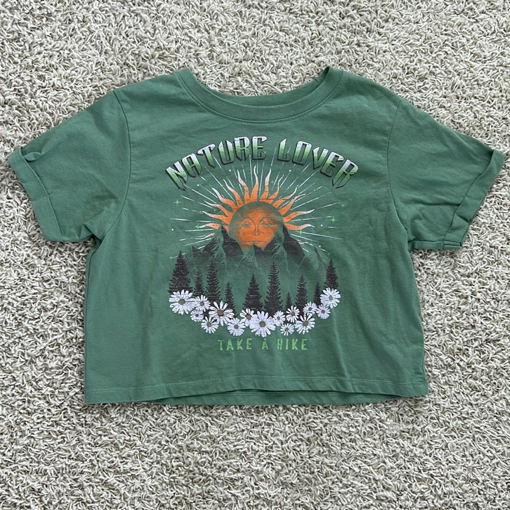 Recycled Threads Juniors XS Green Crop Top